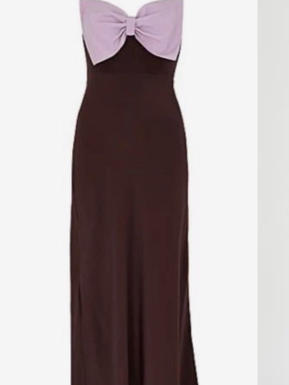 RIXO  silk Plum Maxi Dress with Lilac Bow Accent